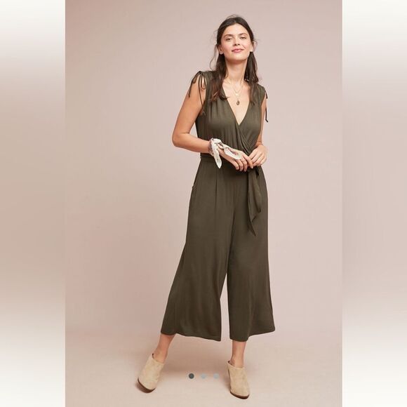 Anthropologie Moulinette Soeurs Alisande Cropped Knit Jumpsuit - Moss - Size M - Picture 14 of 14